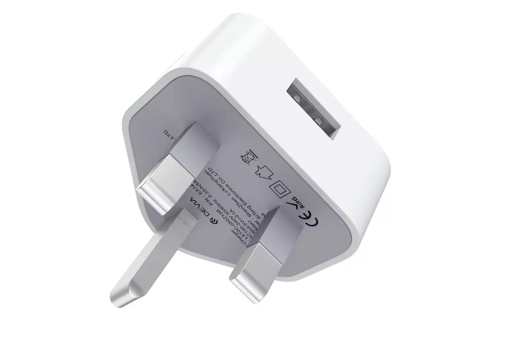 Universal USB 3-Pin UK Charging Plug (2.1A) - White