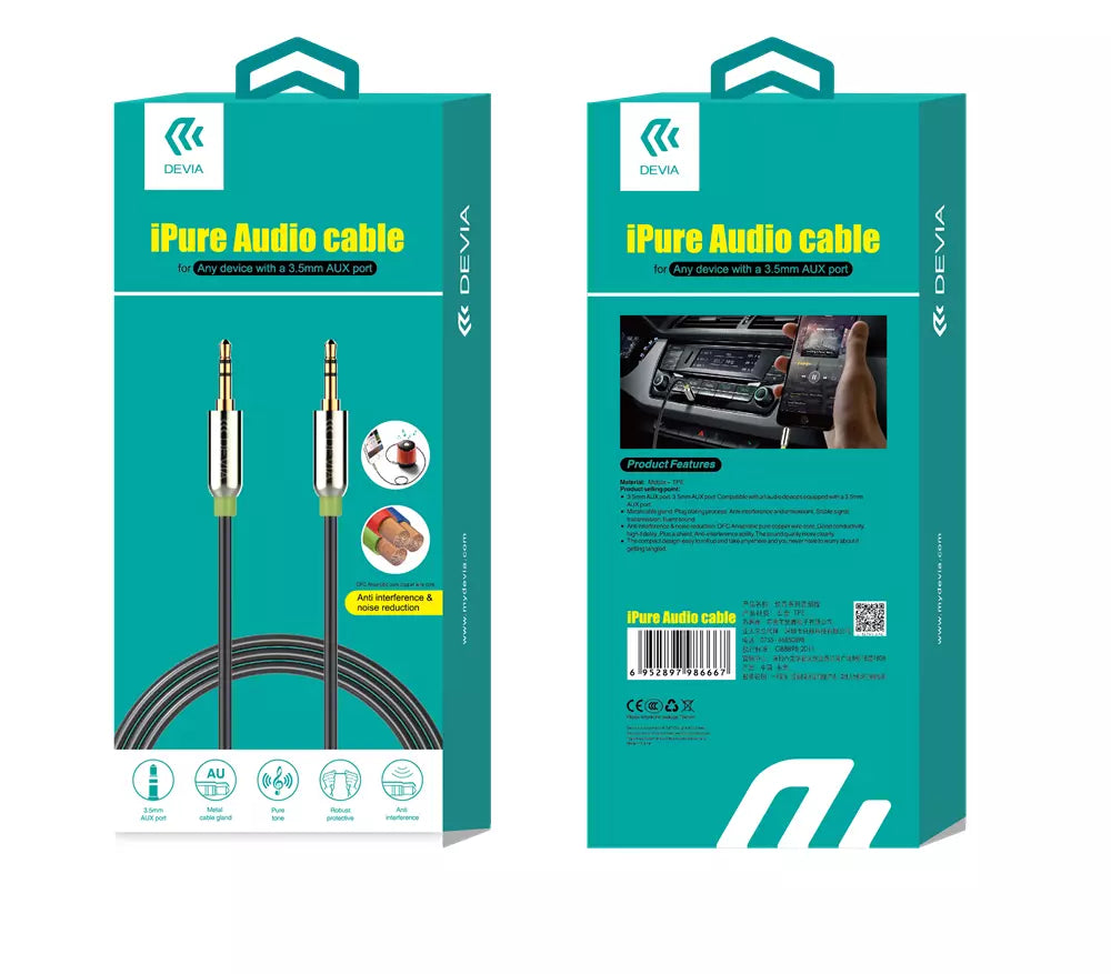 1m Mesh Armour Auxiliary Cable - Black