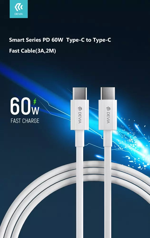 2m (60W) Power Delivery - Type C to Type C Cable - White